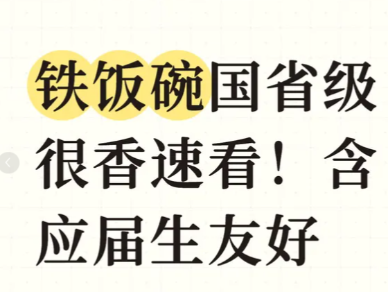 【小红书】铁饭碗国省级很香速看！含应届生友好